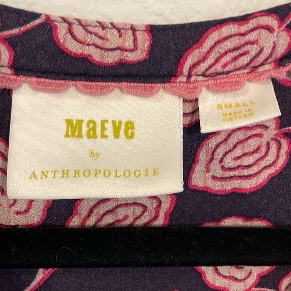 Anthropologie Maeve Women Tunic Top Small Cathy Purple Floral Cottagecore Boho - Picture 12 of 17